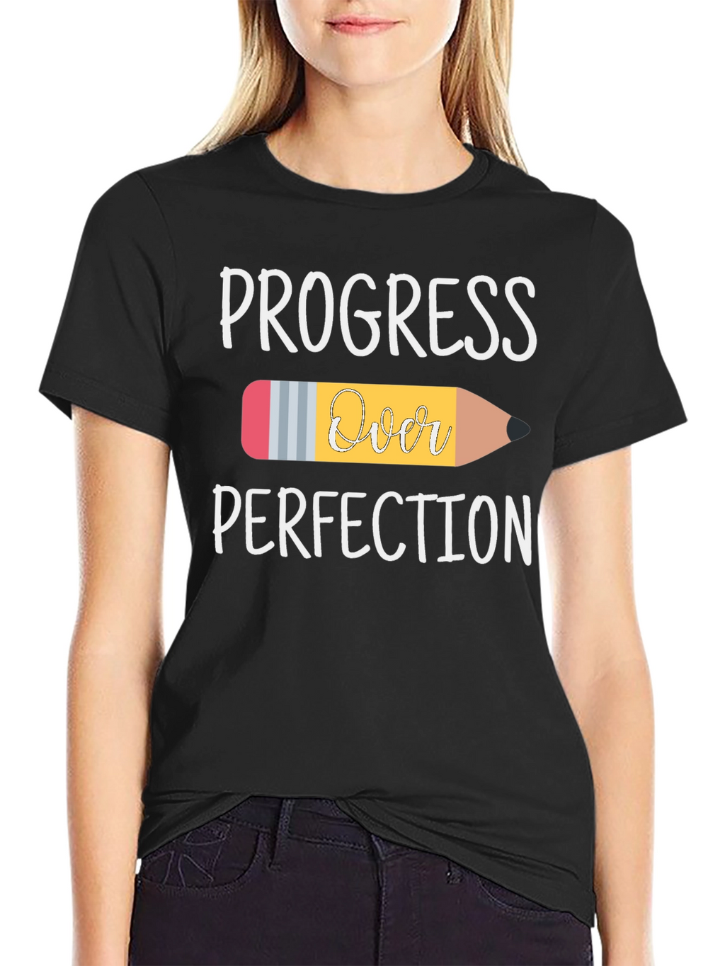 Progress Over Perfection Pencil Graphic T-Shirt