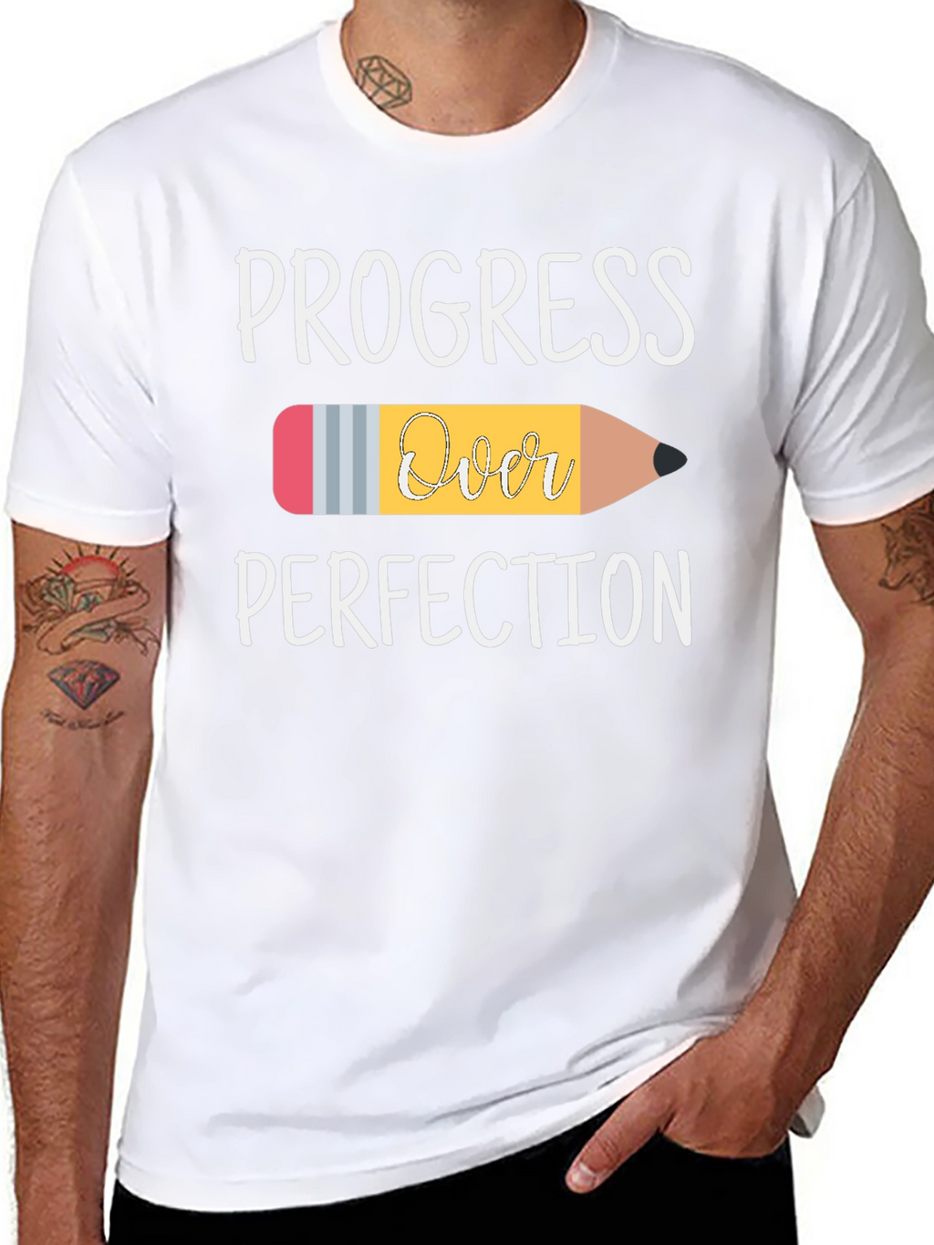 Progress Over Perfection Pencil Graphic T-Shirt