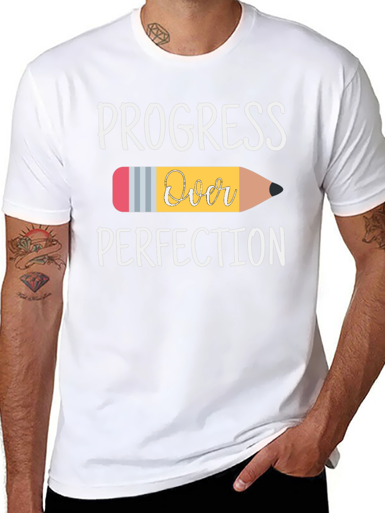 Progress Over Perfection Pencil Graphic T-Shirt