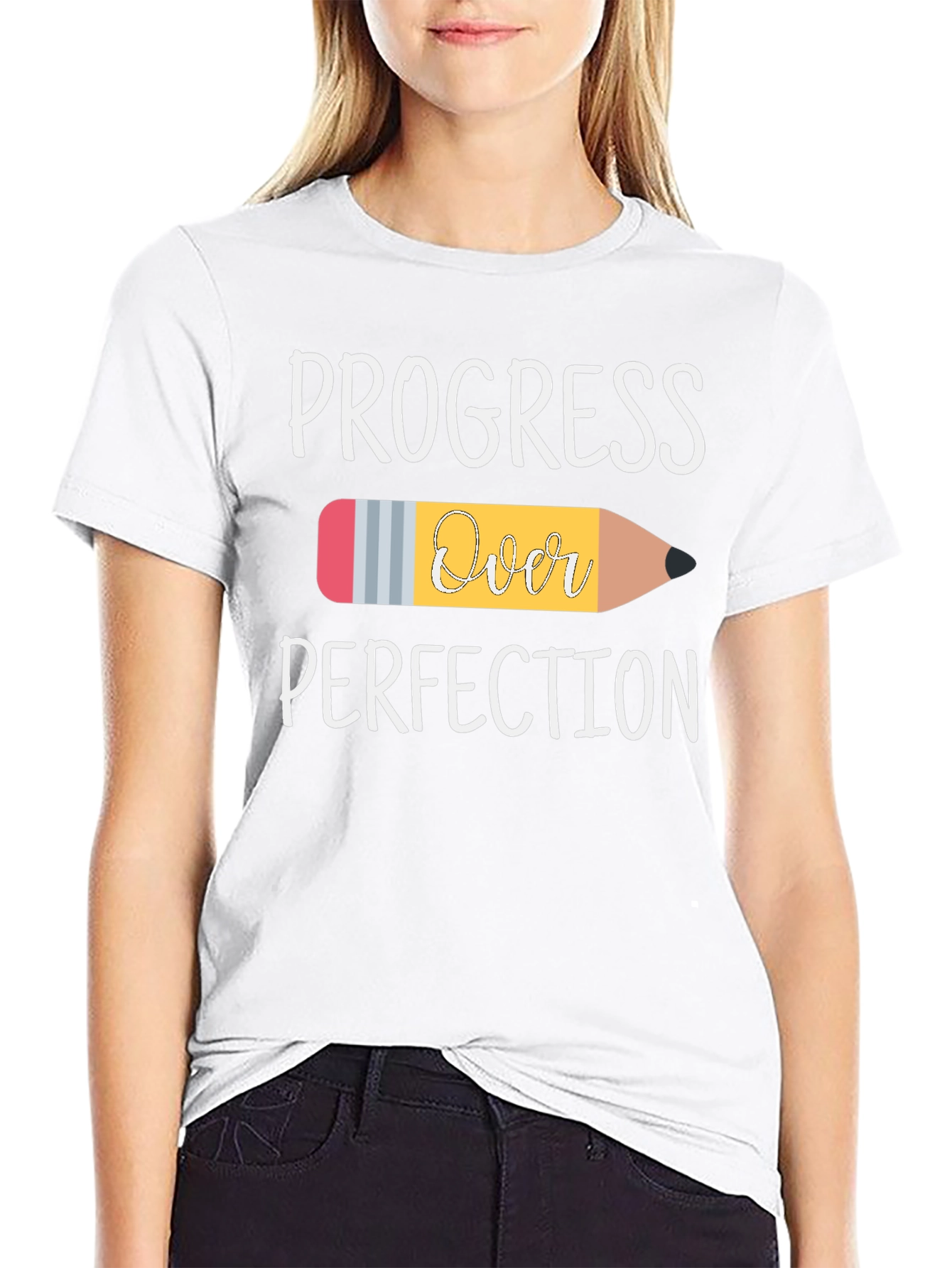 Progress Over Perfection Pencil Graphic T-Shirt