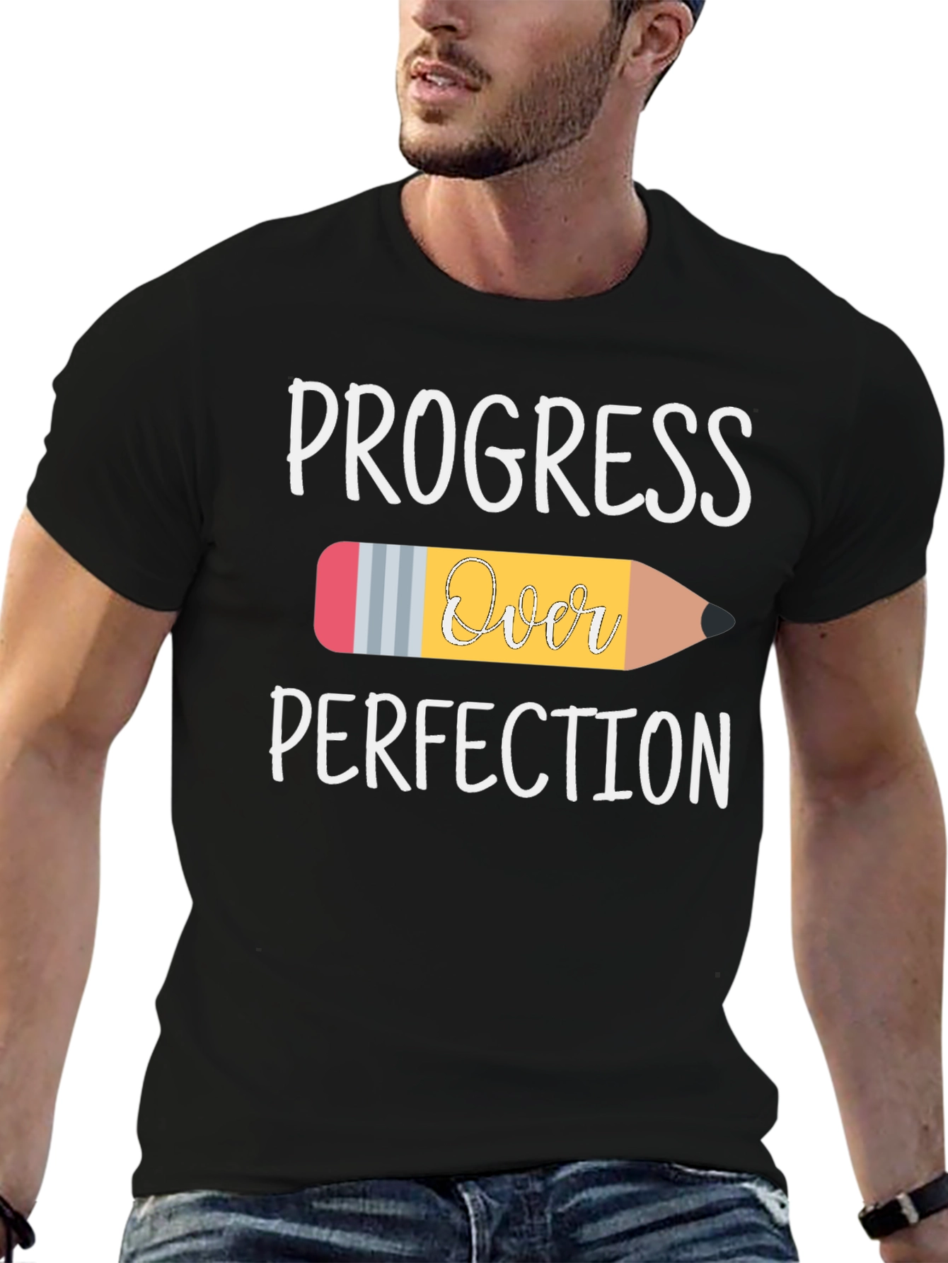 Progress Over Perfection Pencil Graphic T-Shirt