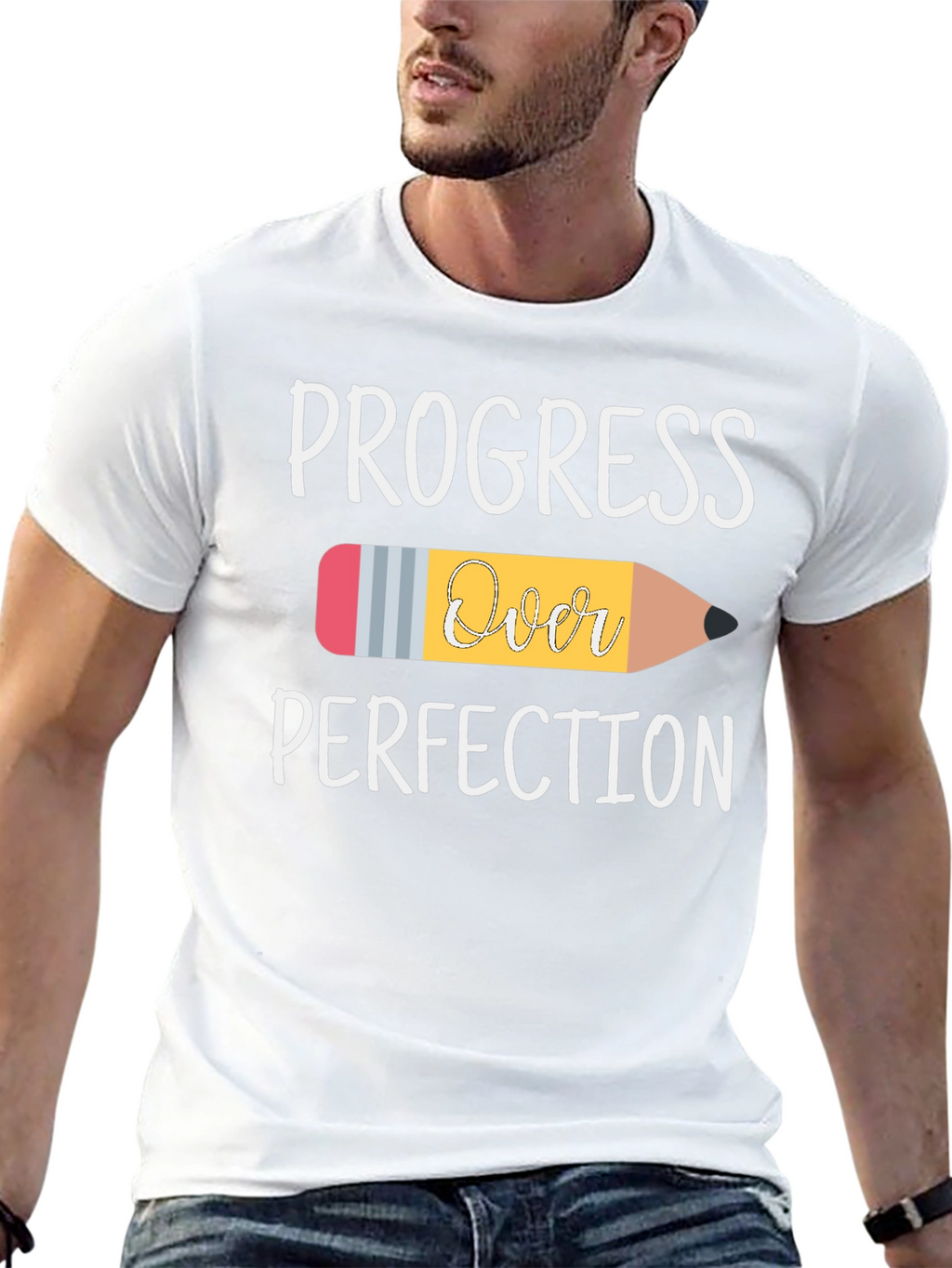 Progress Over Perfection Pencil Graphic T-Shirt