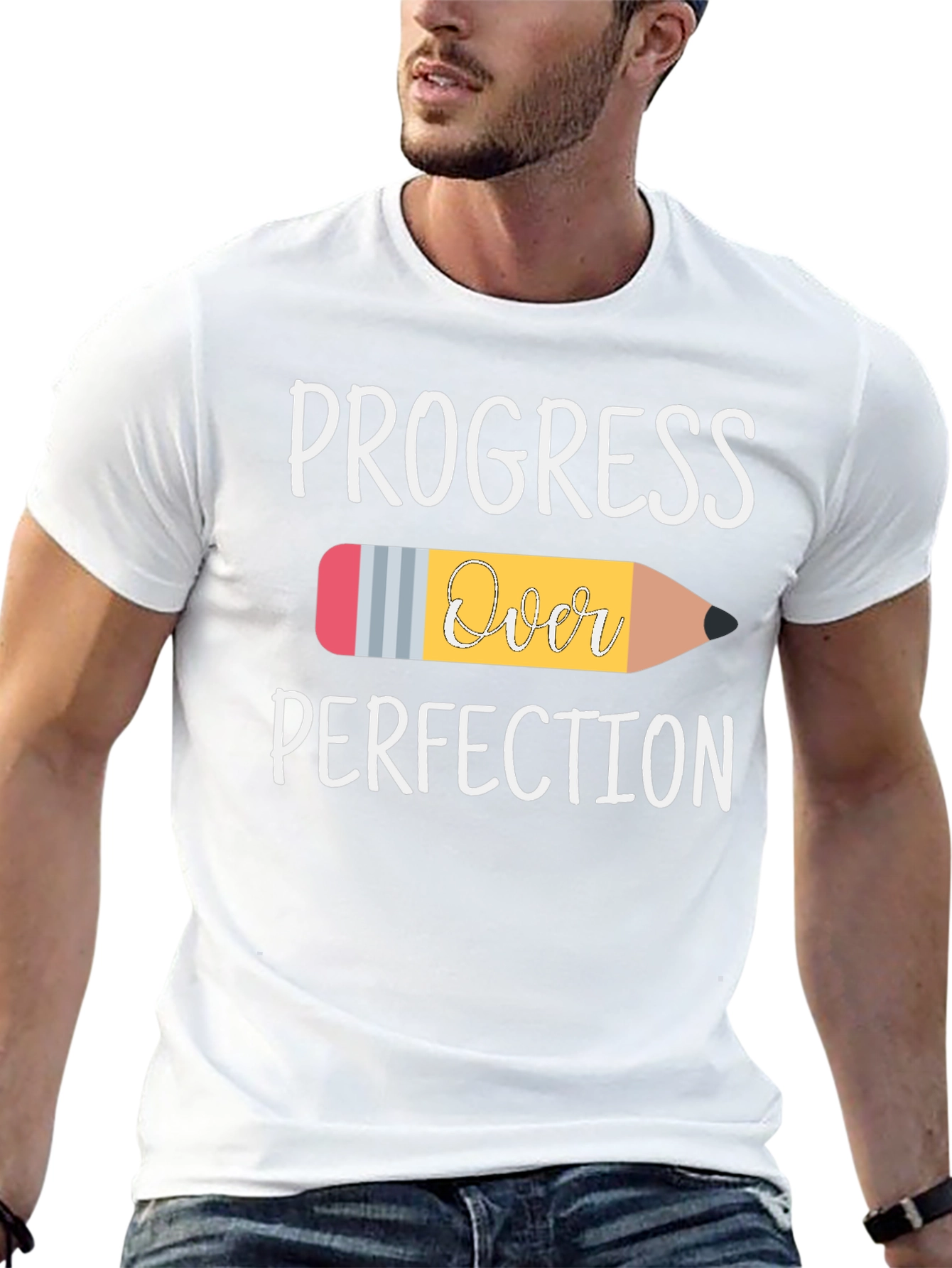 Progress Over Perfection Pencil Graphic T-Shirt
