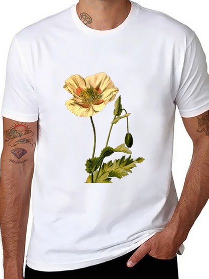 Botanical Flower Print Black T-Shirt