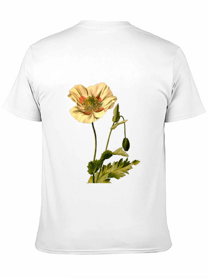 Botanical Flower Print Black T-Shirt