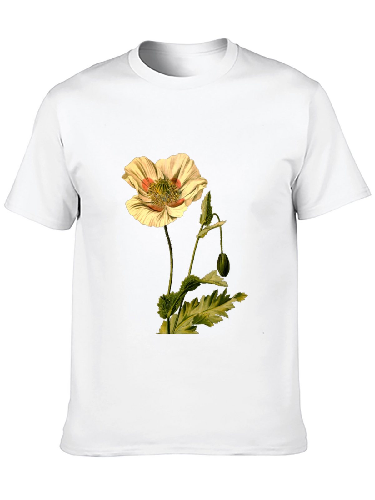 Botanical Flower Print Black T-Shirt