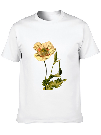 Botanical Flower Print Black T-Shirt