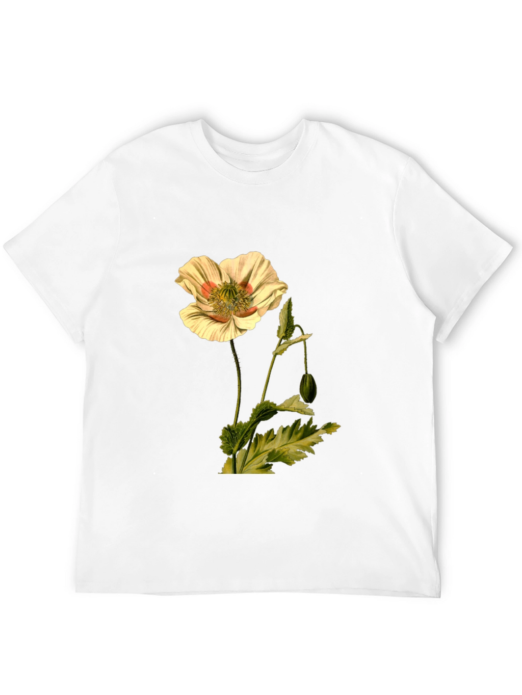Botanical Flower Print Black T-Shirt