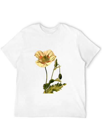 Botanical Flower Print Black T-Shirt