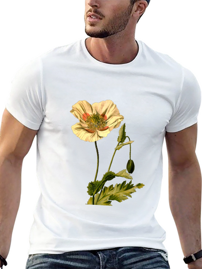 Botanical Flower Print Black T-Shirt