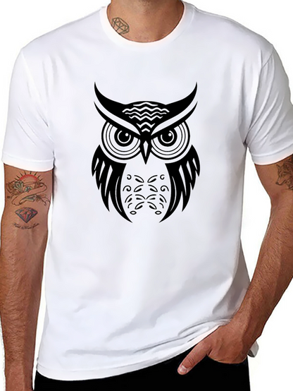 Black Owl Graphic Tee - Mens Casual T-Shirt