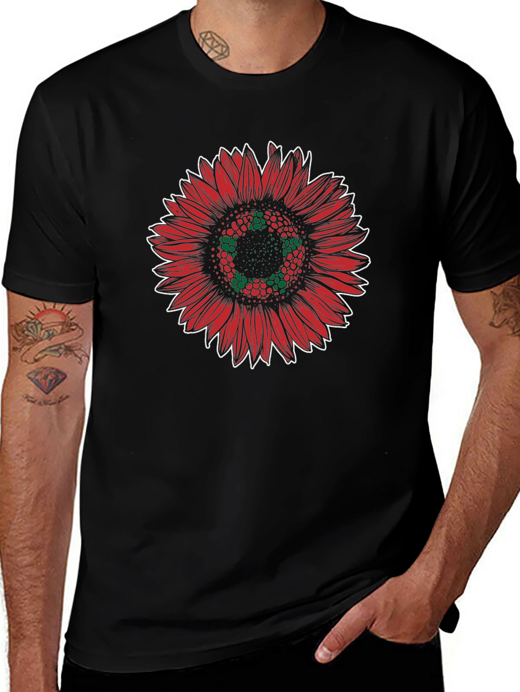 Red Sunflower Graphic Tee - Stylish Unisex T-Shirt