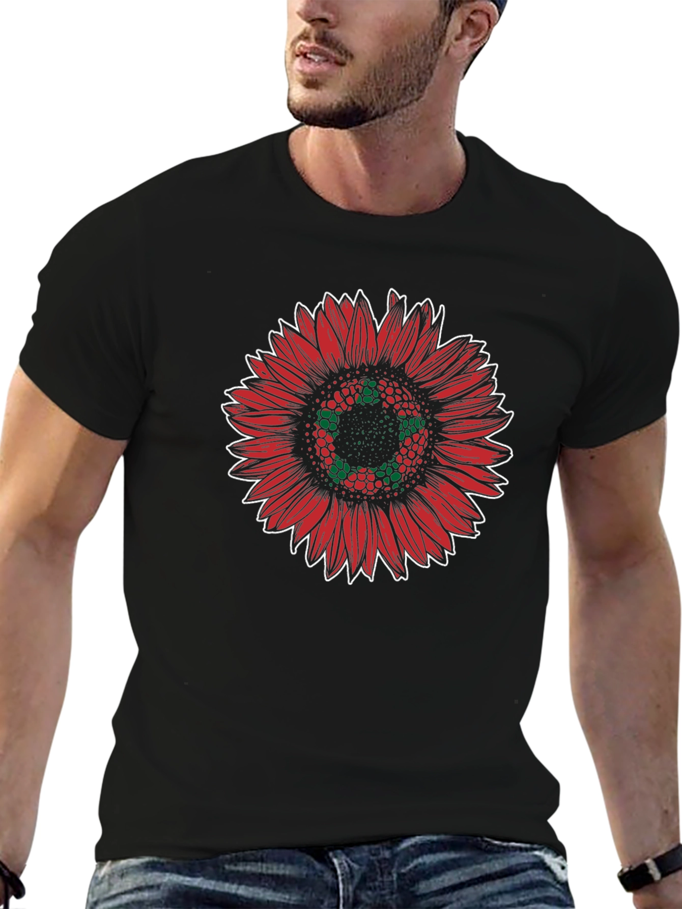Red Sunflower Graphic Tee - Stylish Unisex T-Shirt