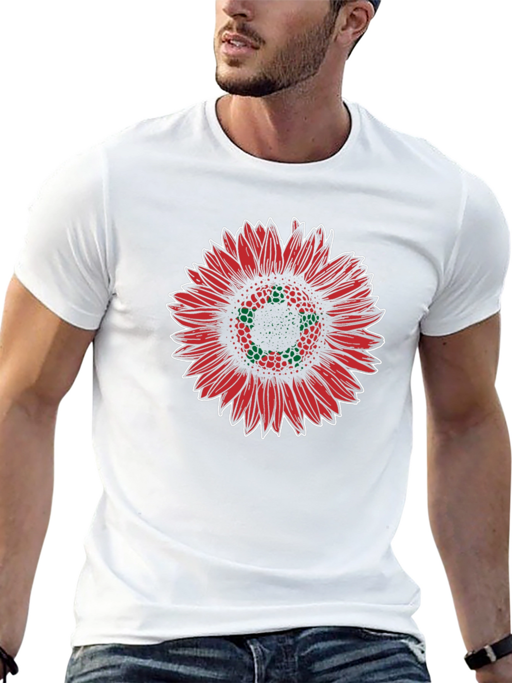 Red Sunflower Graphic Tee - Stylish Unisex T-Shirt