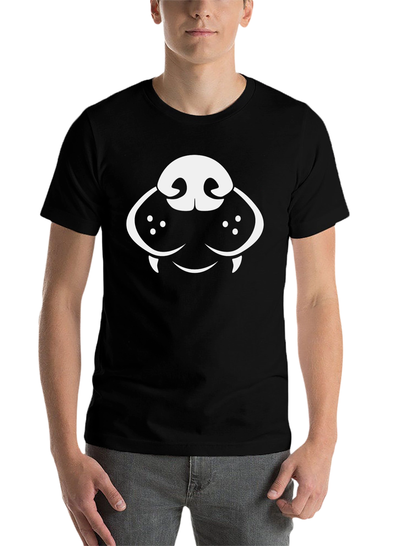 Dog Face Graphic Tee - Black Cotton T-Shirt