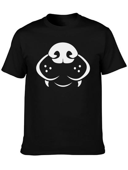 Dog Face Graphic Tee - Black Cotton T-Shirt