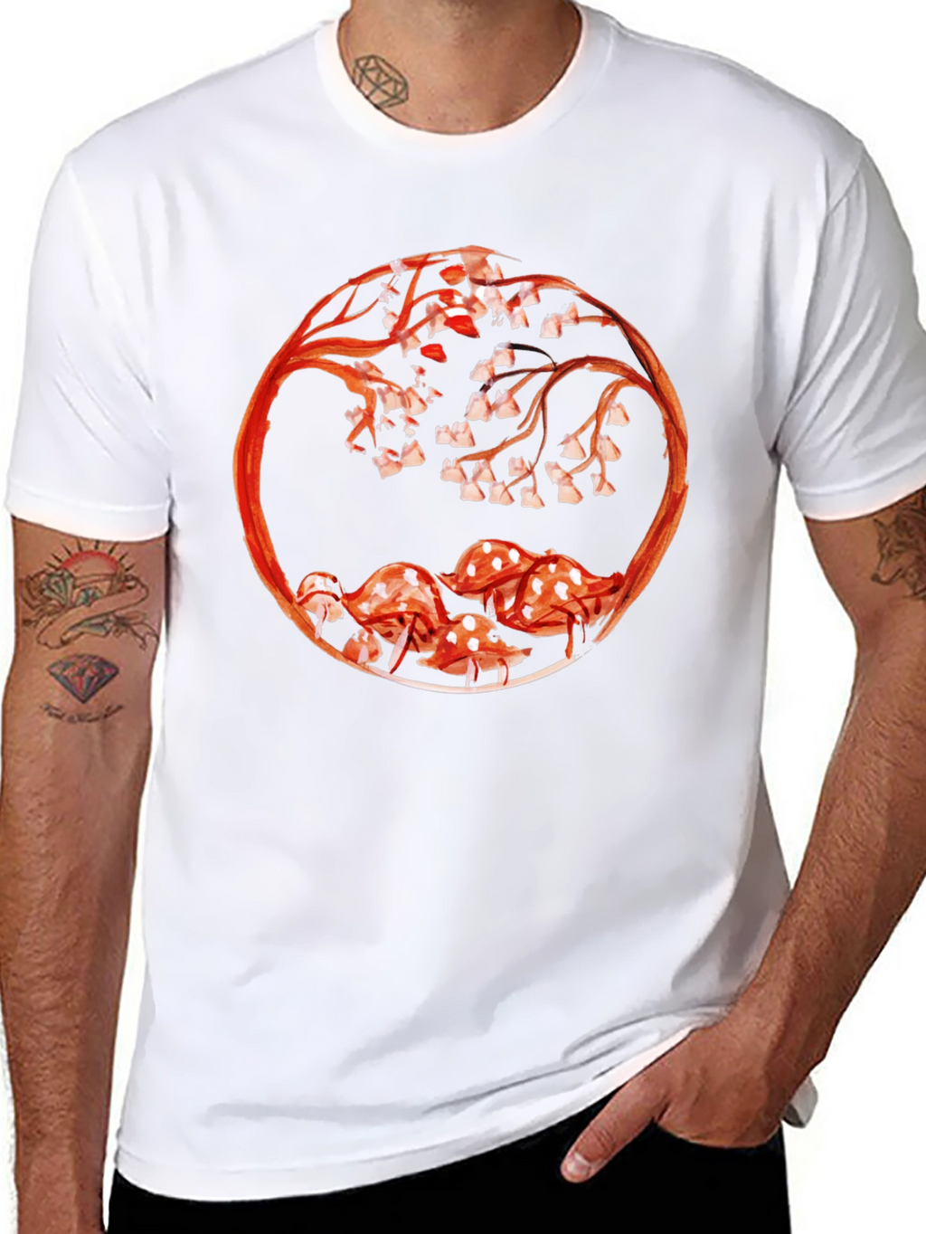 Mushroom & Branch Graphic Tee - Black