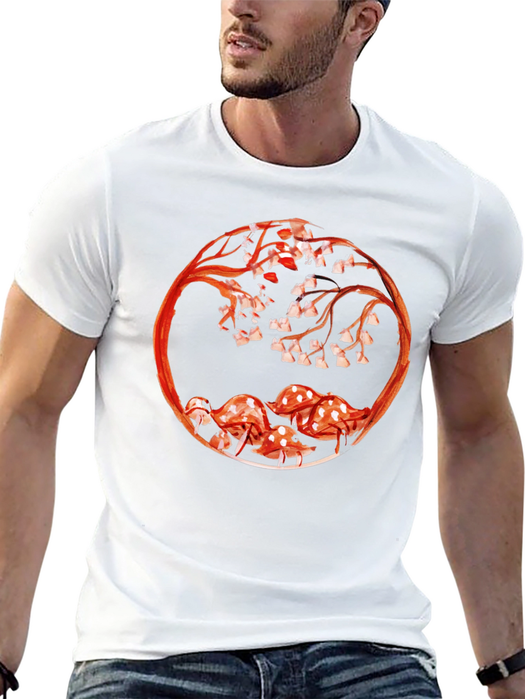 Mushroom & Branch Graphic Tee - Black