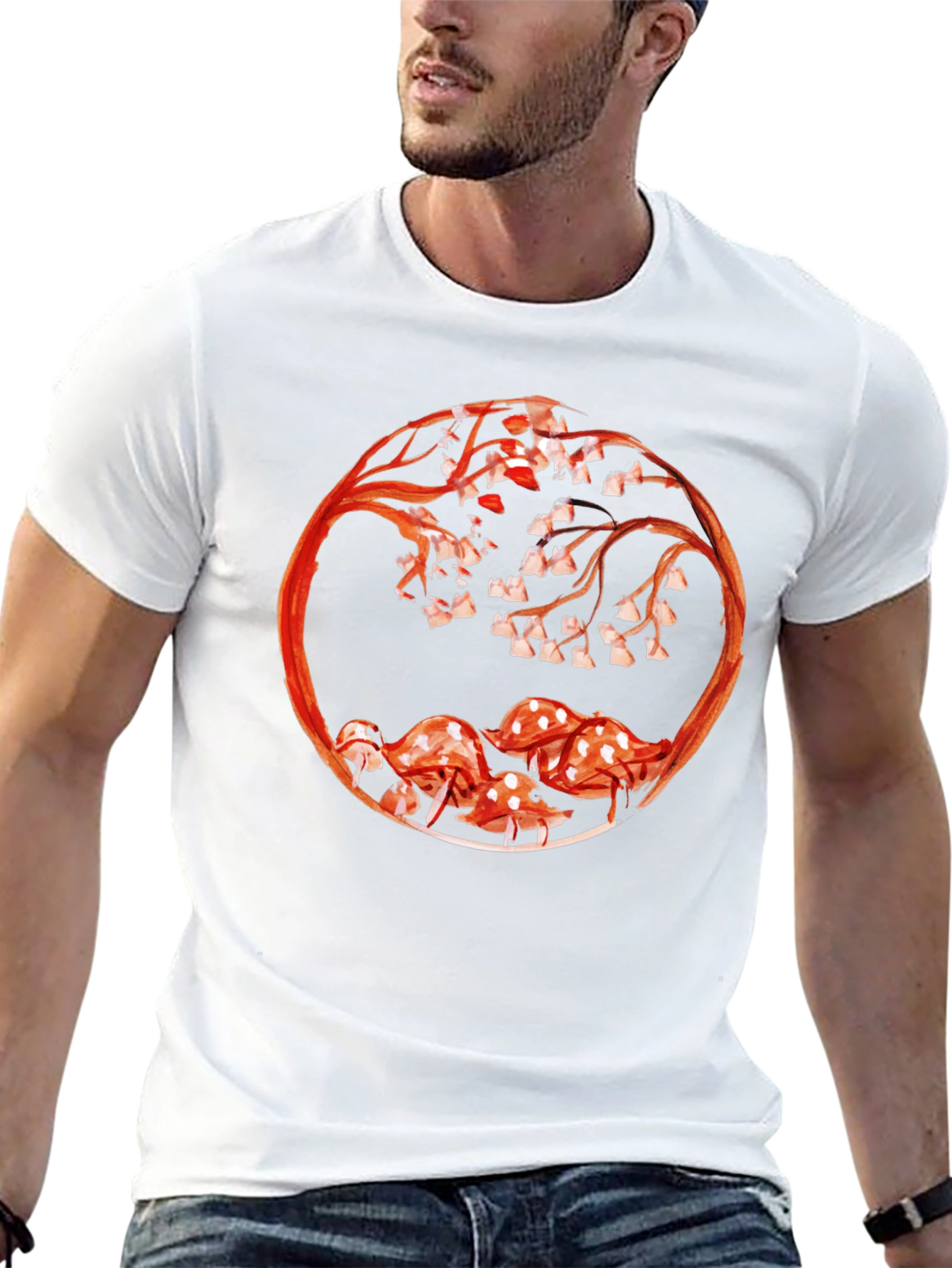Mushroom & Branch Graphic Tee - Black
