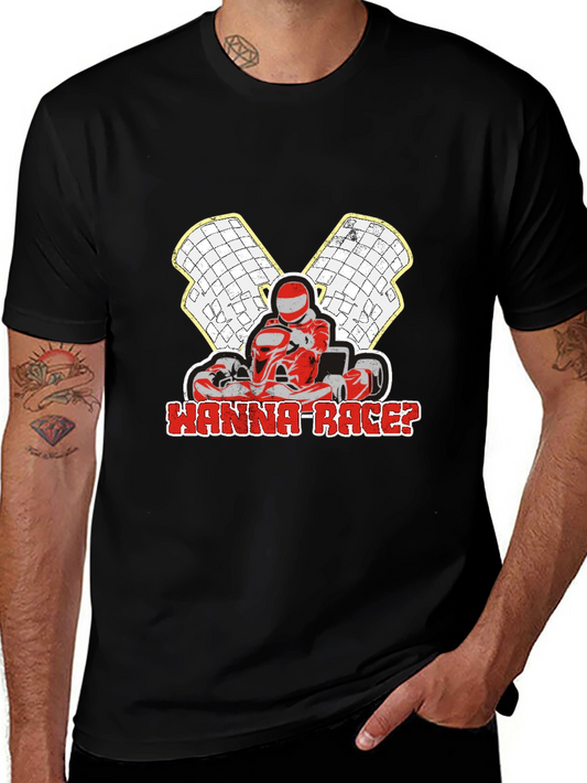 Wanna Race? Go-Kart Racing Black T-Shirt