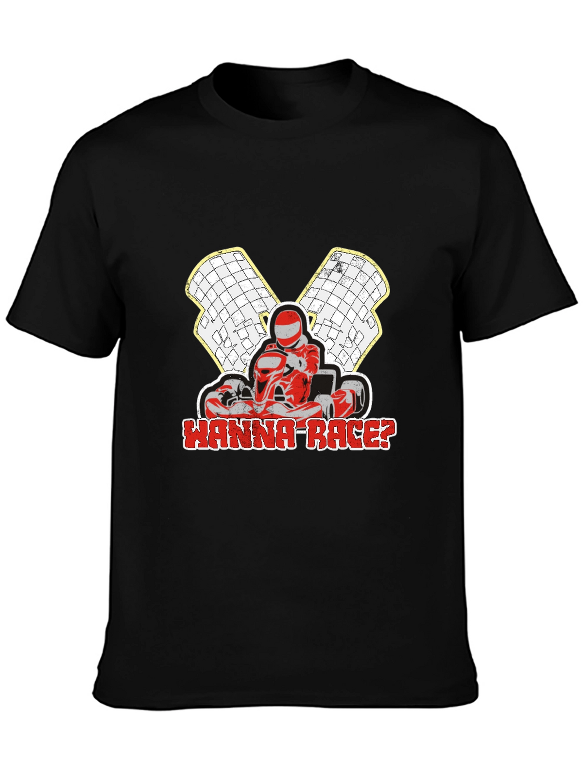 Wanna Race? Go-Kart Racing Black T-Shirt