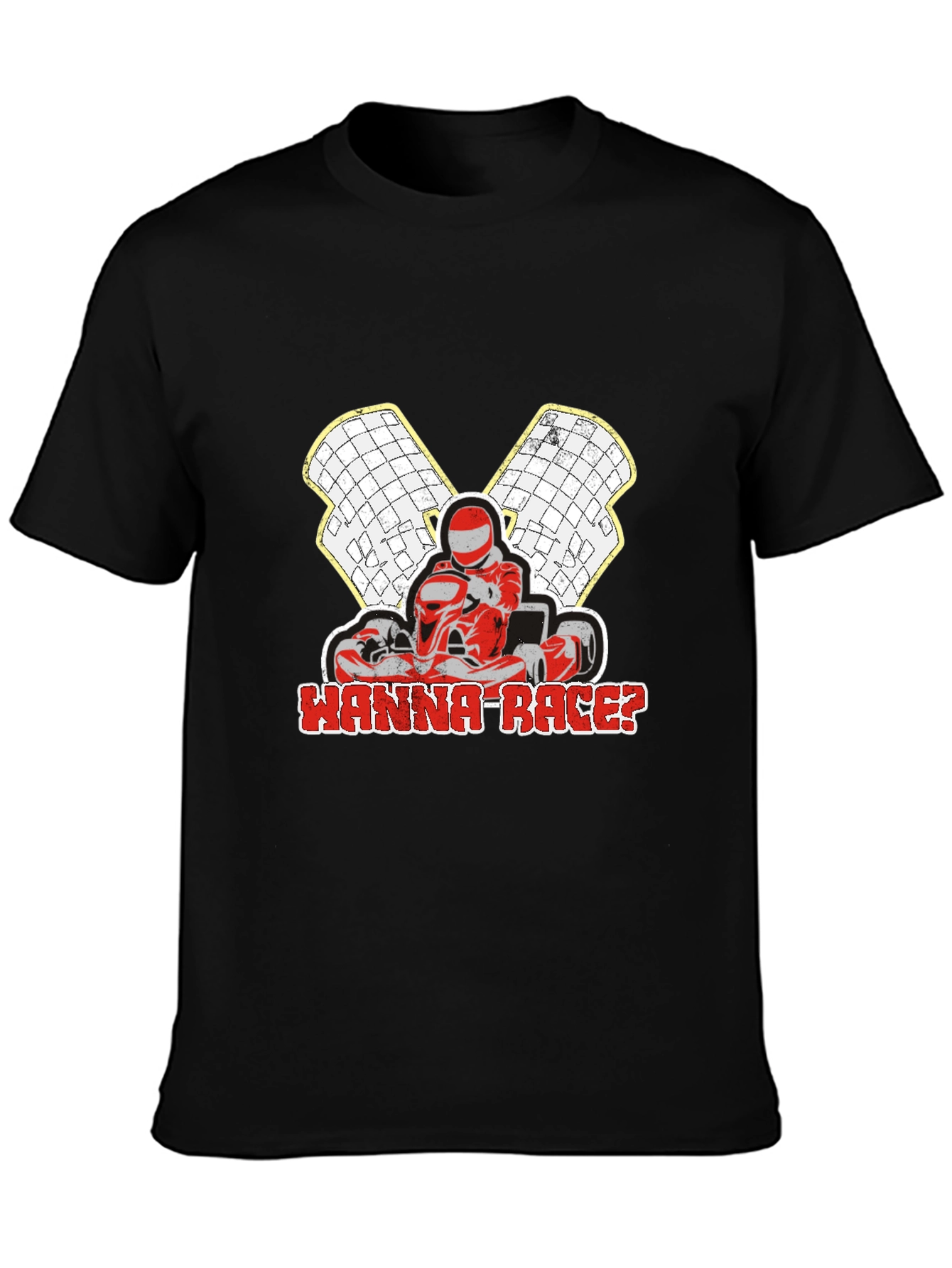 Wanna Race? Go-Kart Racing Black T-Shirt