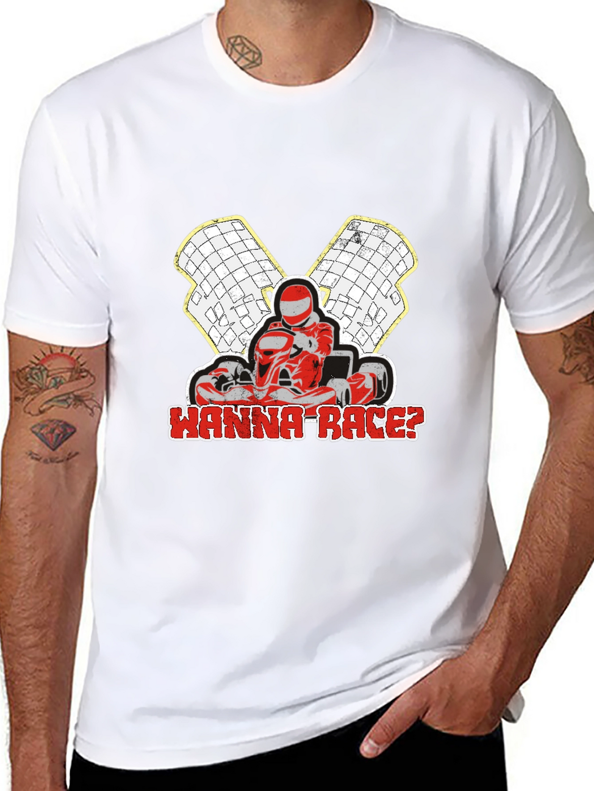 Wanna Race? Go-Kart Racing Black T-Shirt