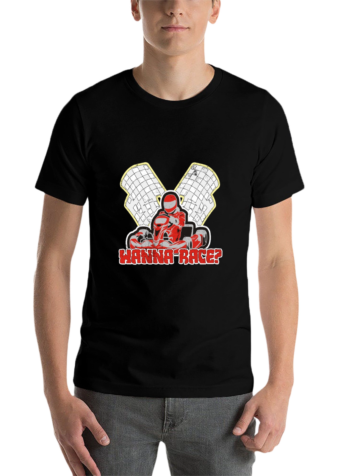 Wanna Race? Go-Kart Racing Black T-Shirt