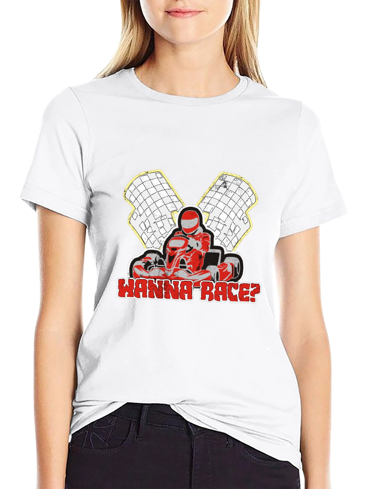 Wanna Race? Go-Kart Racing Black T-Shirt