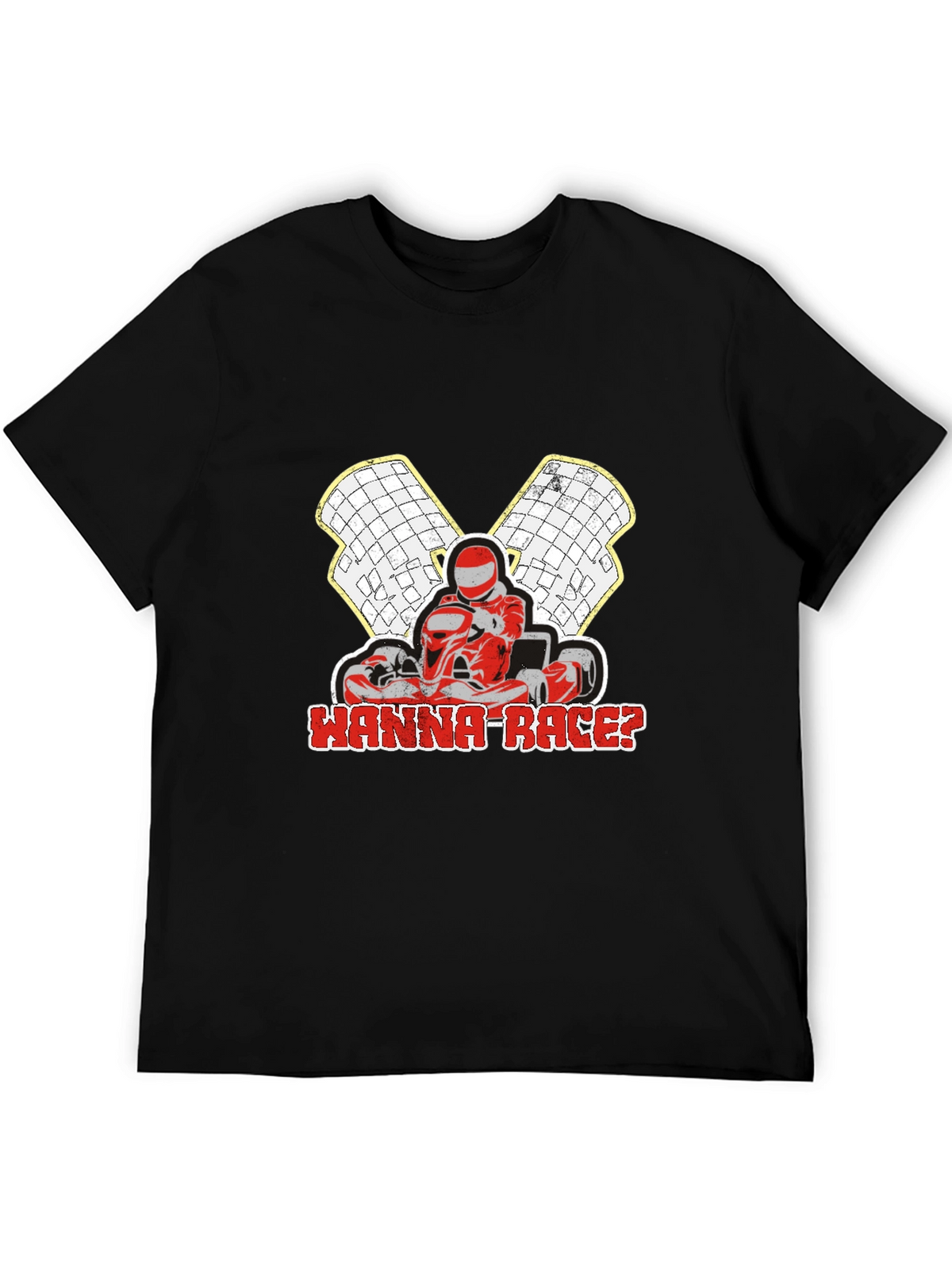 Wanna Race? Go-Kart Racing Black T-Shirt