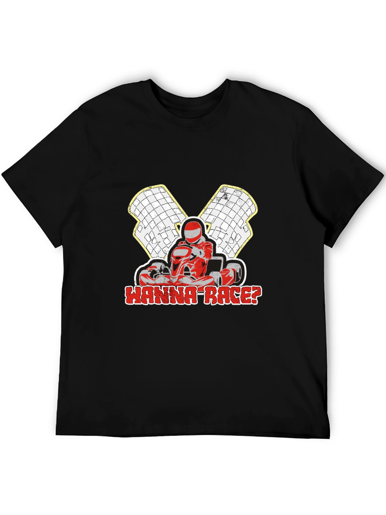 Wanna Race? Go-Kart Racing Black T-Shirt