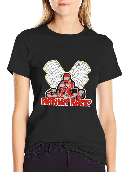 Wanna Race? Go-Kart Racing Black T-Shirt