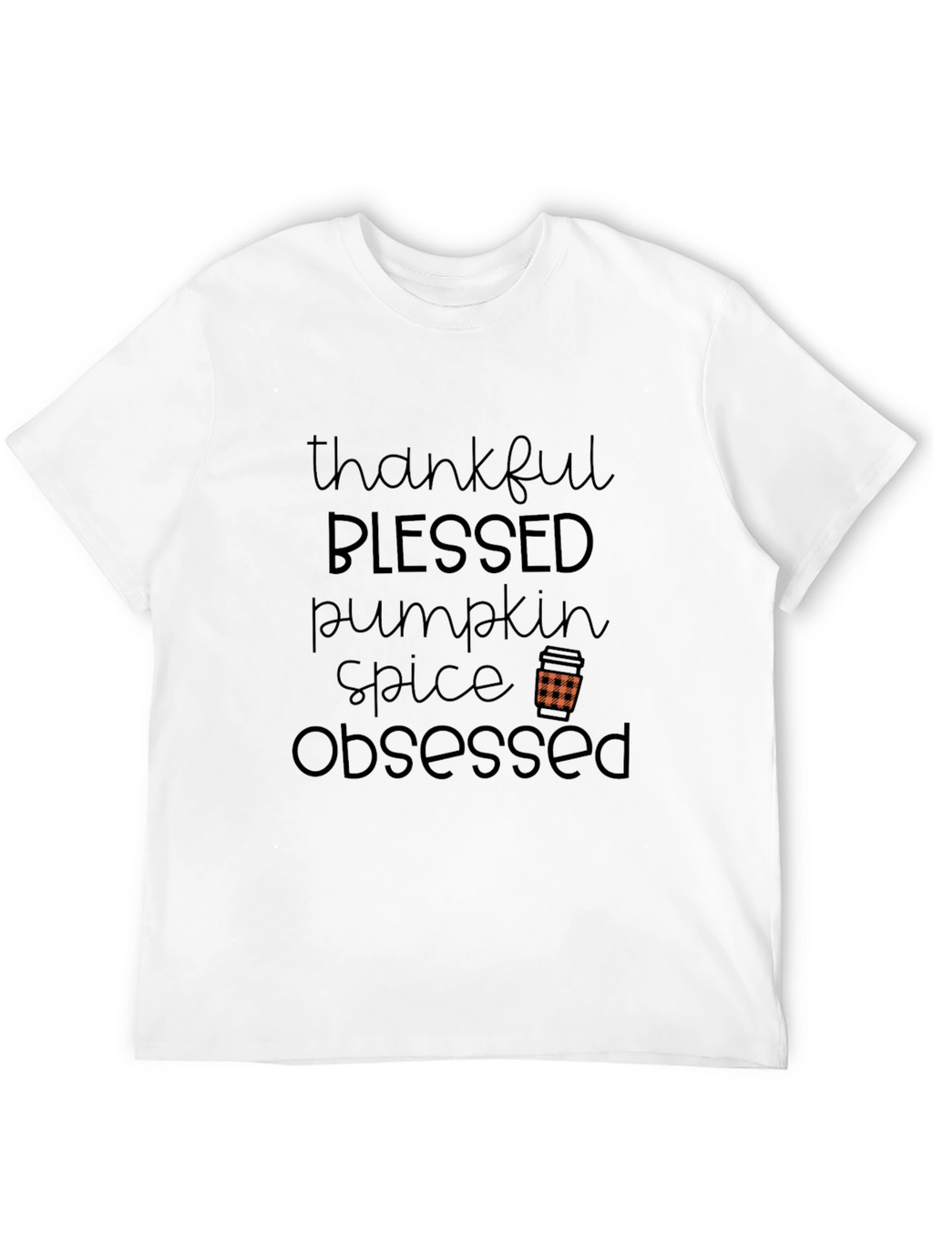 Thankful Blessed Pumpkin Spice Obsessed Black Tee