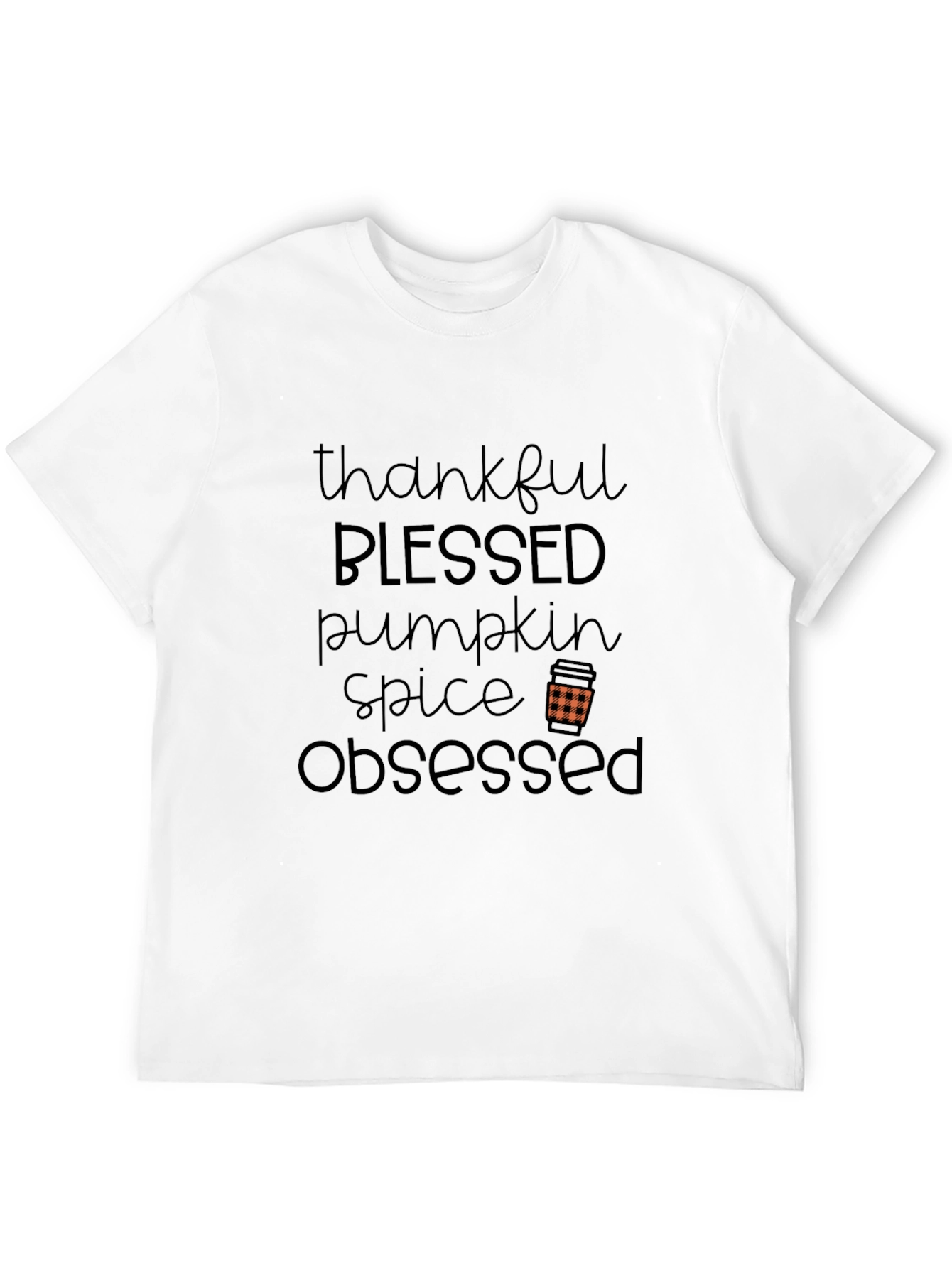 Thankful Blessed Pumpkin Spice Obsessed Black Tee