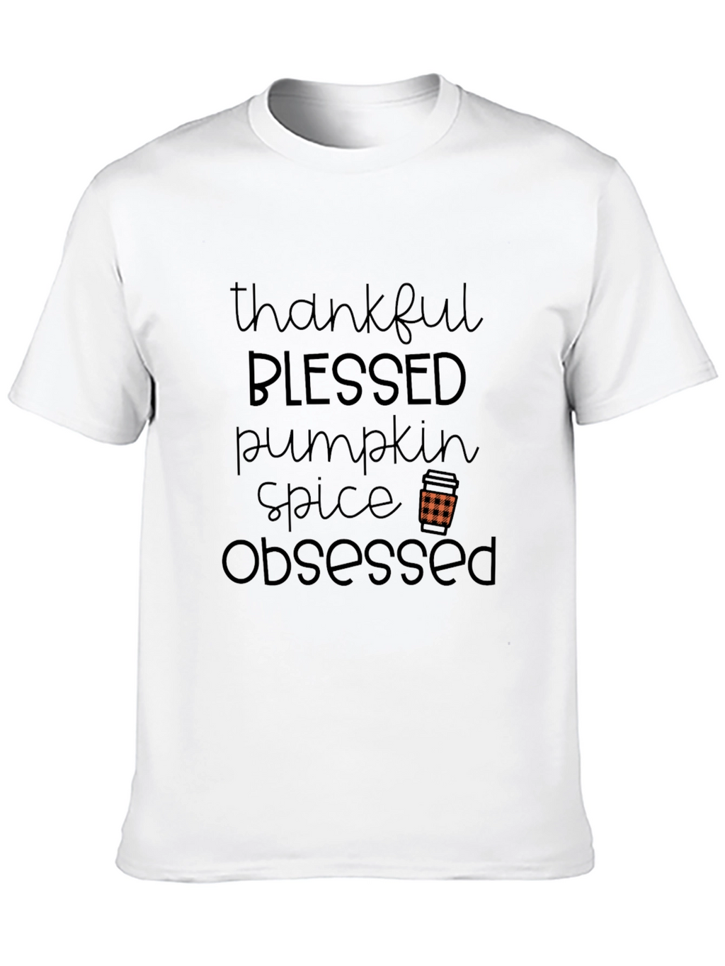 Thankful Blessed Pumpkin Spice Obsessed Black Tee