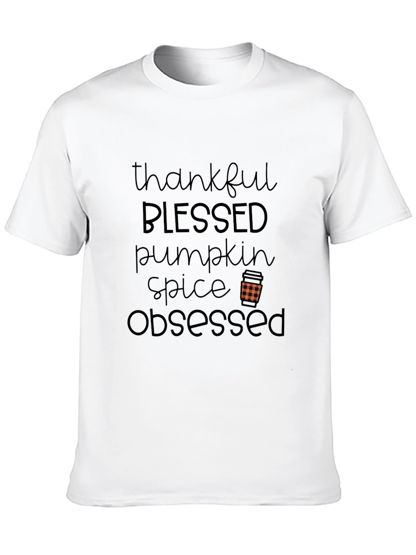 Thankful Blessed Pumpkin Spice Obsessed Black Tee
