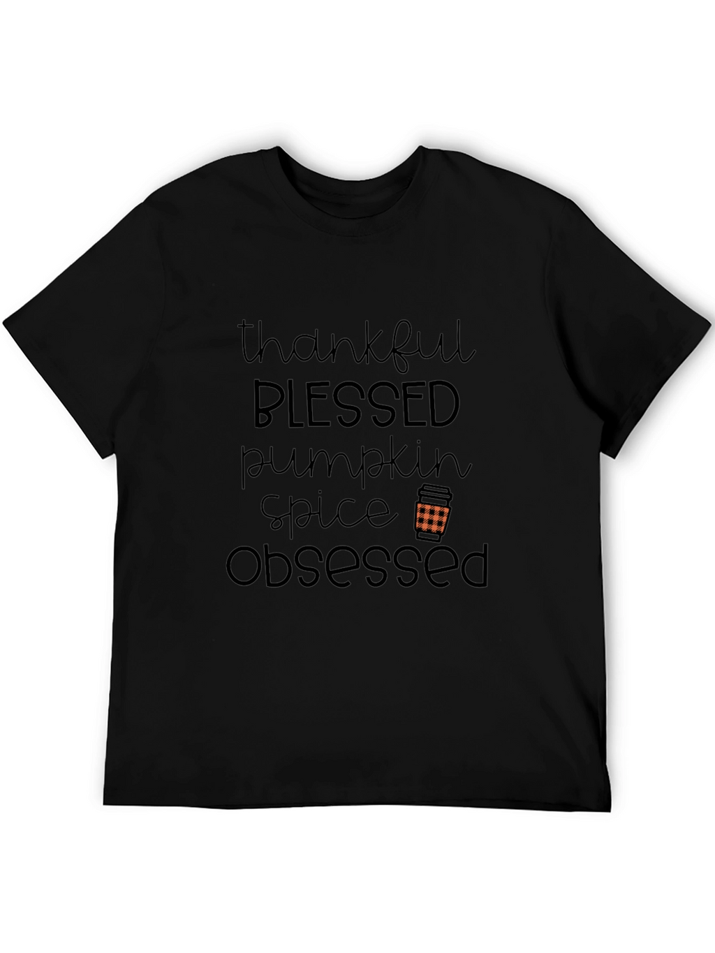 Thankful Blessed Pumpkin Spice Obsessed Black Tee