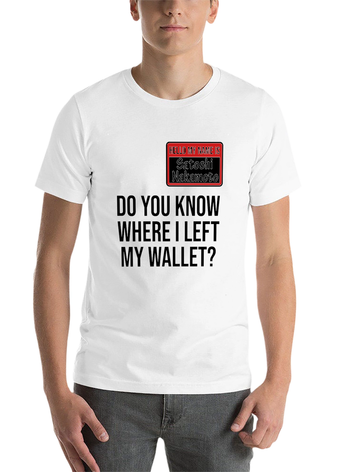 Satoshi Nakamoto Wallet T-Shirt - Crypto Humor