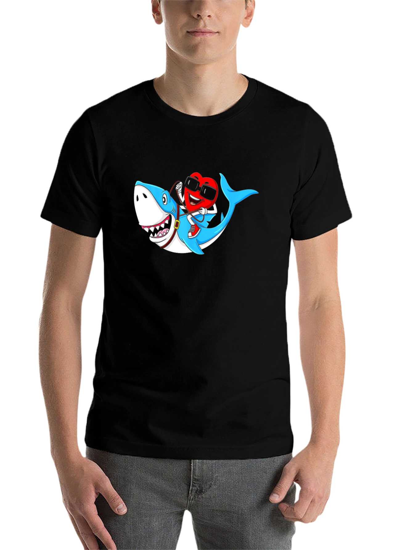 Heart Riding Shark Graphic Tee