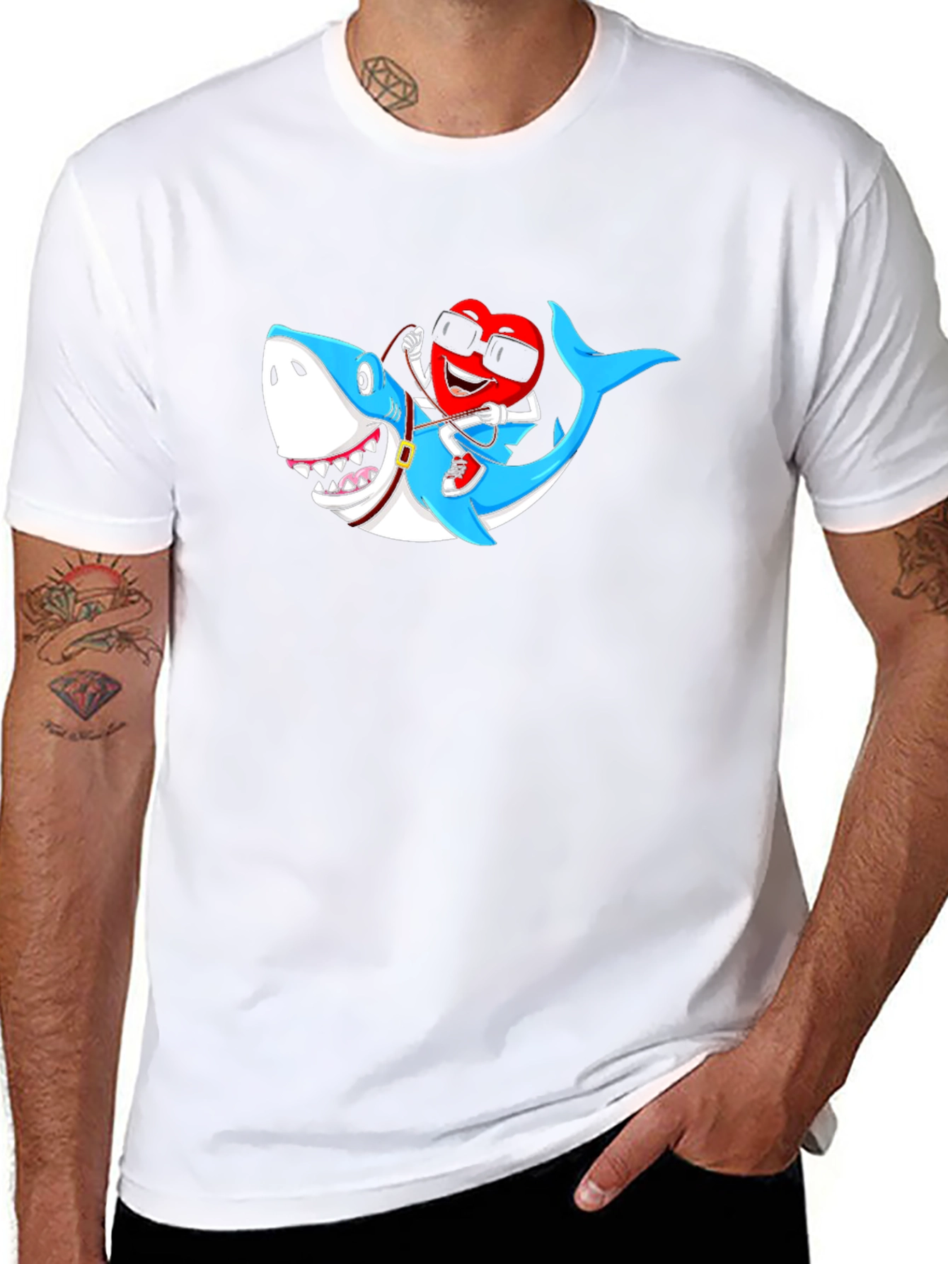 Heart Riding Shark Graphic Tee