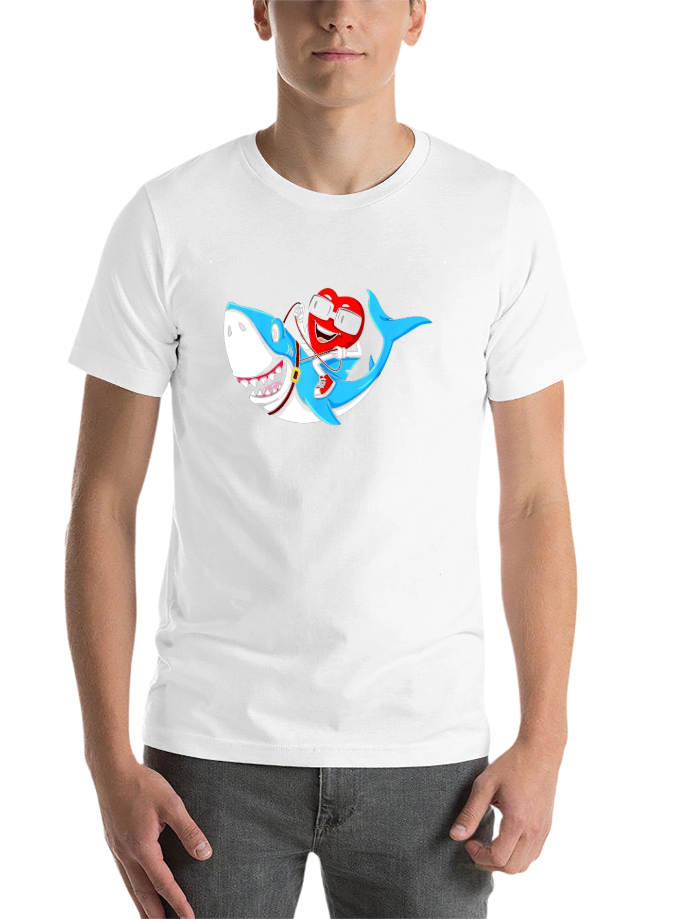 Heart Riding Shark Graphic Tee