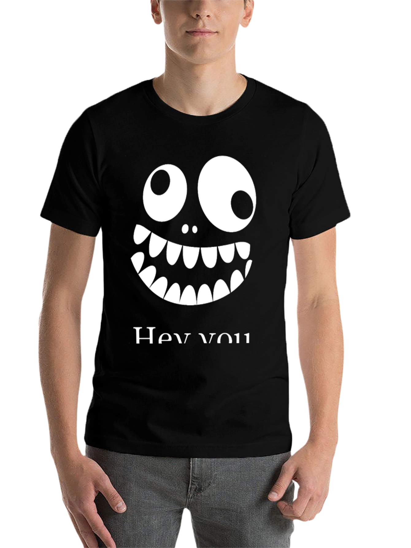 Funny Monster Face Graphic Tee - Hey You!
