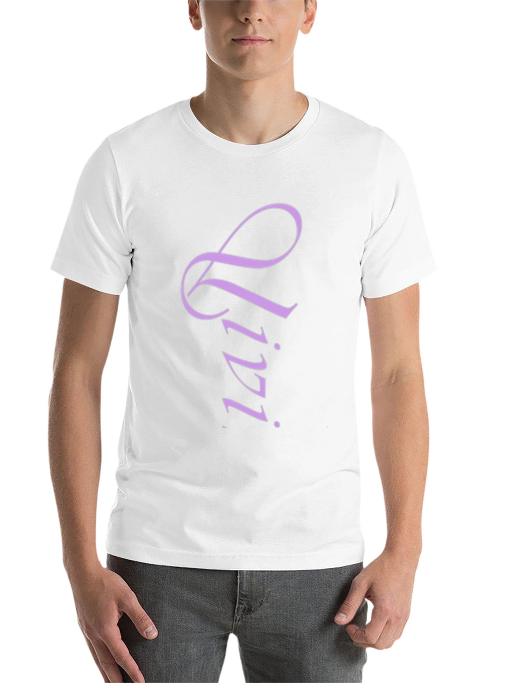 Stylish Black T-Shirt with Lilac Lettering