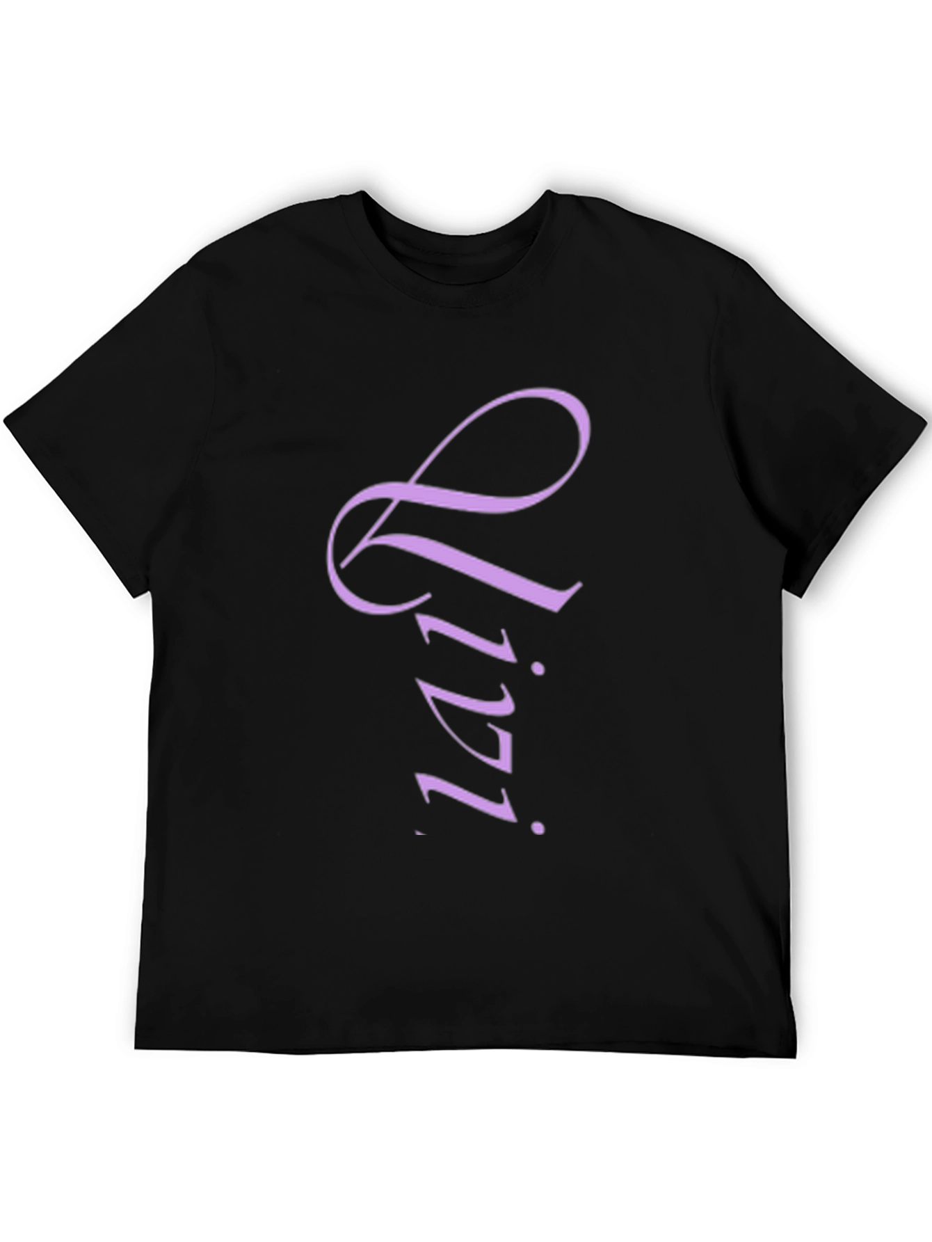 Stylish Black T-Shirt with Lilac Lettering