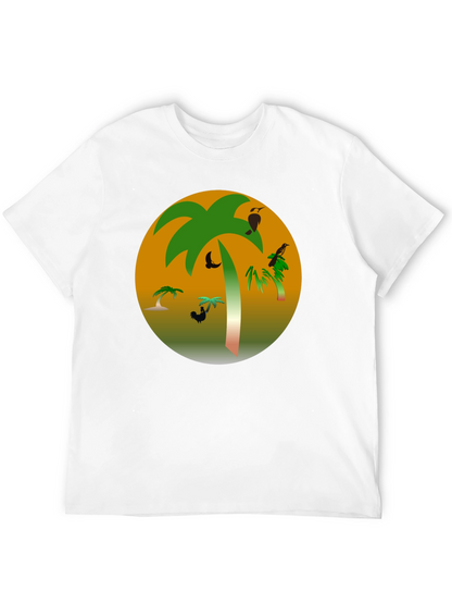 Tropical Palm Tree Graphic Black T-Shirt