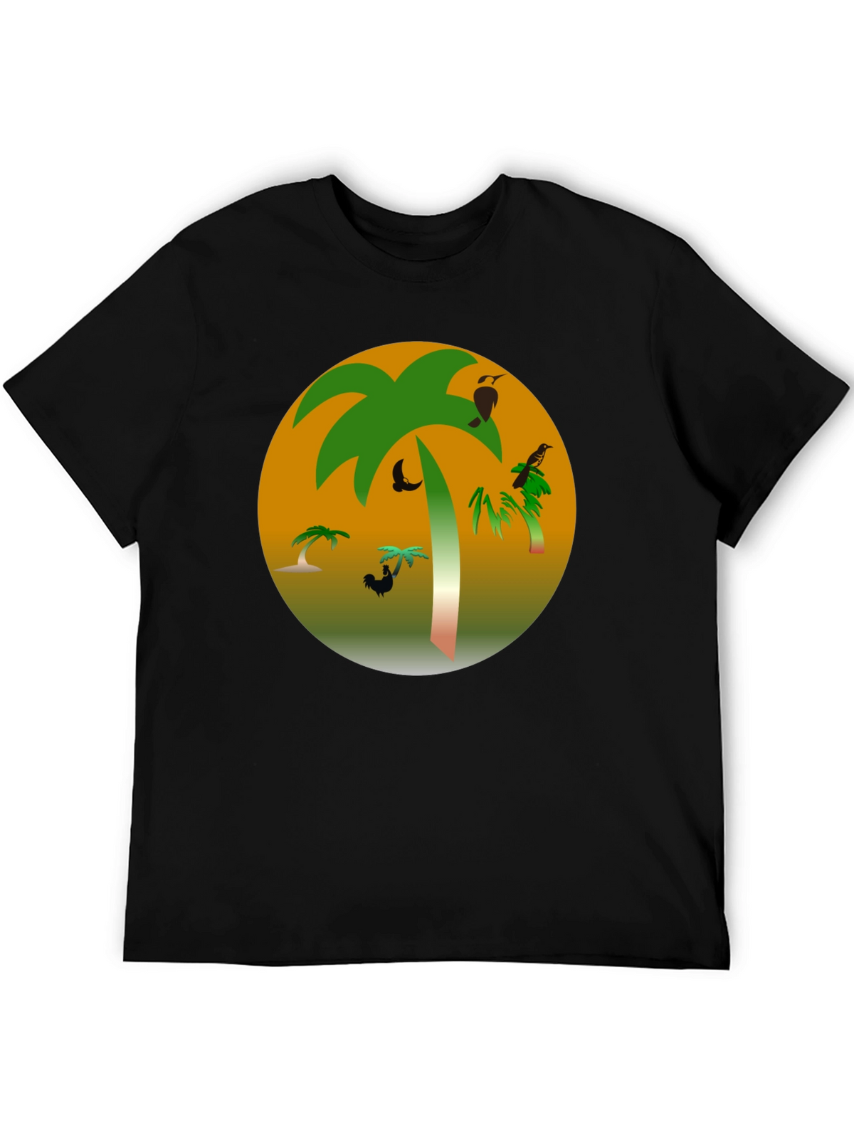 Tropical Palm Tree Graphic Black T-Shirt