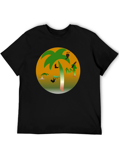 Tropical Palm Tree Graphic Black T-Shirt