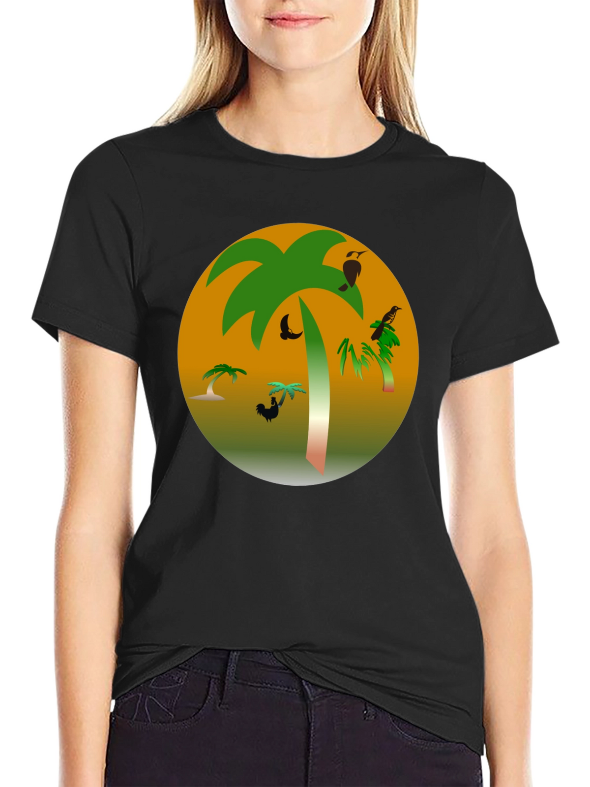 Tropical Palm Tree Graphic Black T-Shirt