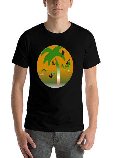 Tropical Palm Tree Graphic Black T-Shirt