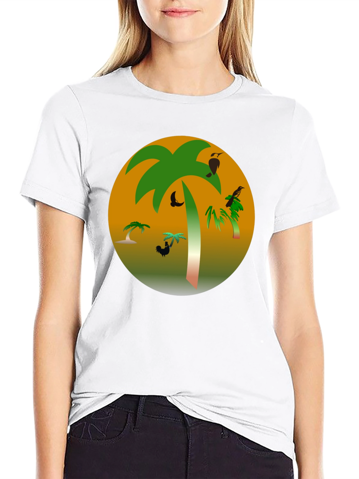 Tropical Palm Tree Graphic Black T-Shirt